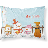"Caroline's Treasures Merry Christmas Carolers Airedale Fabric Standard Pillowcase BB2372PILLOWCASE, Multicolor"