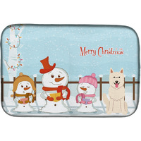 "Caroline's Treasures Merry Christmas Carolers White German Shepherd Dish Drying Mat, 14"" x 21"""