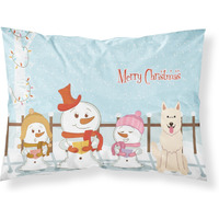 "Caroline's Treasures Merry Christmas Carolers White German Shepherd Fabric Standard Pillowcase BB2376PILLOWCASE, Multicolor"