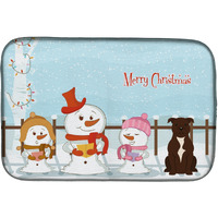 Merry Christmas Carolers Staffordshire Bull Terrier Chocolate Dish Drying Mat BB2379DDM