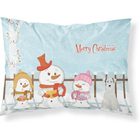 "Caroline's Treasures Merry Christmas Carolers Miniature Schanuzer White Fabric Standard Pillowcase BB2384PILLOWCASE, Multicolor"