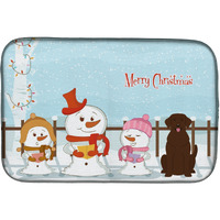 "Caroline's Treasures Merry Christmas Carolers Chocolate Labrador Dish Drying Mat, 14 x 21"
