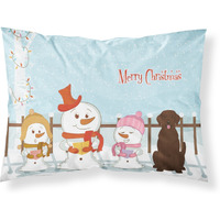 "Caroline's Treasures Merry Christmas Carolers Chocolate Labrador Fabric Standard Pillowcase BB2387PILLOWCASE, Multicolor"