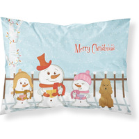 "Caroline's Treasures Merry Christmas Carolers Poodle Tan Fabric Standard Pillowcase BB2400PILLOWCASE, Multicolor"