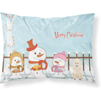 "Caroline's Treasures Merry Christmas Carolers Poodle White Fabric Standard Pillowcase BB2401PILLOWCASE, Multicolor"