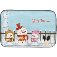 "Caroline's Treasures Merry Christmas Carolers Papillon Black White Dish Drying Mat, 14"" x 21"""