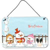 "Caroline's Treasures Merry Christmas Carolers Papillon Black White Wall or Door Hanging Prints BB2407DS812, 8"" x 12"", Multicolor"
