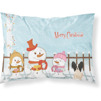 "Caroline's Treasures Merry Christmas Carolers Papillon Black White Fabric Standard Pillowcase BB2407PILLOWCASE, Multicolor"