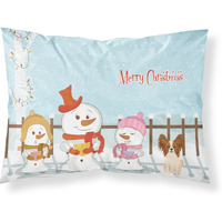 "Caroline's Treasures Merry Christmas Carolers Papillon Red White Fabric Standard Pillowcase BB2409PILLOWCASE, Multicolor"
