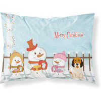 "Caroline's Treasures Merry Christmas Carolers Petit Basset Griffon Veenden Fabric Standard Pillowcase BB2410PILLOWCASE, Multicolor"