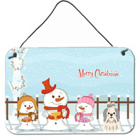 "Caroline's Treasures Christmas Carolers Merry Shih Tzu Silver White Wall or Door Hanging Prints BB2416DS812, 8"" x 12"""