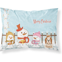 "Caroline's Treasures Merry Christmas Carolers Shih Tzu Red White Fabric Standard Pillowcase BB2418PILLOWCASE, Multicolor"