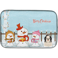 "Caroline's Treasures Merry Christmas Carolers Shih Tzu Black White Dish Drying Mat, 14"" x 21"""