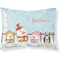 "Caroline's Treasures Merry Christmas Carolers Shih Tzu Black White Fabric Standard Pillowcase BB2419PILLOWCASE, Multicolor"