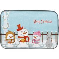"Caroline's Treasures Merry Christmas Carolers Bedlington Terrier Blue Dish Drying Mat, 14"" x 21"""