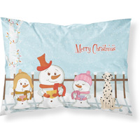 "Caroline's Treasures Merry Christmas Carolers Dalmatian Fabric Standard Pillowcase BB2428PILLOWCASE, Multicolor"