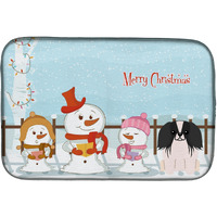 "Caroline's Treasures Merry Christmas Carolers Pekingese Black White Dish Drying Mat, 14 x 21"
