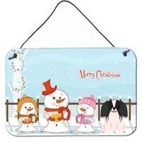 "Caroline's Treasures Merry Christmas Carolers Pekingnese Black White Wall or Door Hanging Prints BB2436DS812, 8"" x 12"", Multicolor"