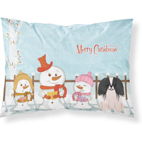 Caroline's Treasures Christmas Carolers Merry Pekingnese Black White Fabric Standard Pillowcase BB2436PILLOWCASE