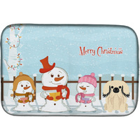 "Caroline's Treasures Merry Christmas Carolers Pekingese Cream Dish Drying Mat, 14 X 21"