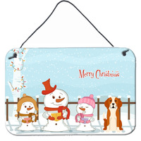 "Caroline's Treasures Christmas Carolers Merry English Foxhound Wall or Door Hanging Prints BB2441DS812, 8"" x 12"""