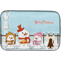 "Caroline's Treasures Merry Christmas Carolers Chinese Crested Cream Dish Drying Mat, 14"" x 21"""