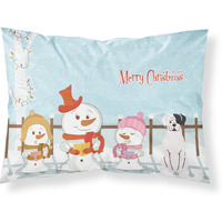 "Caroline's Treasures Merry Christmas Carolers White Boxer Cooper Fabric Standard Pillowcase BB2445PILLOWCASE, Multicolor"
