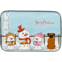 "Caroline's Treasures Merry Christmas Carolers Fawn Boxer Dish Drying Mat, 14"" x 21"""