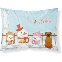 "Caroline's Treasures Merry Christmas Carolers Fawn Boxer Fabric Standard Pillowcase, Multicolor"