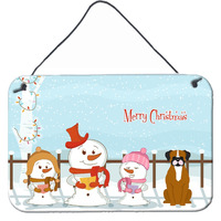 "Caroline's Treasures Christmas Carolers Merry Flashy Fawn Boxer Wall or Door Hanging Prints BB2447DS812, 8"" x 12"""