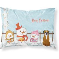 "Caroline's Treasures Merry Christmas Carolers Flashy Fawn Boxer Fabric Standard Pillowcase BB2447PILLOWCASE, Multicolor"
