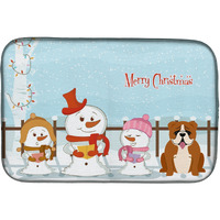 "Caroline's Treasures Merry Christmas Carolers English Bulldog Red White Dish Drying Mat, 14"" x 21"""