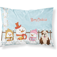 Caroline's Treasures Christmas Carolers Merry English Bulldog Brindle White Fabric Standard Pillowcase BB2452PILLOWCASE