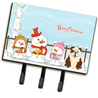 "Caroline's Treasures Christmas Carolers Merry English Bulldog Brindle White Leash or Key Holder BB2452TH68, Triple"