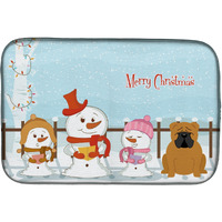 "Caroline's Treasures Merry Christmas Carolers English Bulldog Red Dish Drying Mat, 14"" x 21"""
