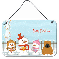 "Caroline's Treasures Christmas Carolers Merry English Bulldog Red Wall or Door Hanging Prints BB2453DS812, 8"" x 12"""