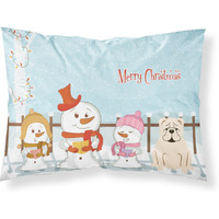 "Caroline's Treasures Merry Christmas Carolers English Bulldog White Fabric Standard Pillowcase BB2454PILLOWCASE, Multicolor"