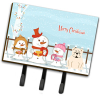 "Caroline's Treasures Merry Christmas Carolers English Bulldog White Leash or Key Holder BB2454TH68, Triple, Multicolor"
