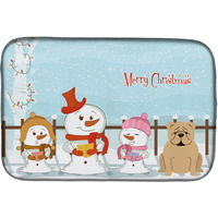 "Caroline's Treasures Merry Christmas Carolers English Bulldog Fawn Dish Drying Mat, 14"" x 21"""