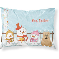 Caroline's Treasures Christmas Carolers Merry English Bulldog Fawn Fabric Standard Pillowcase BB2455PILLOWCASE