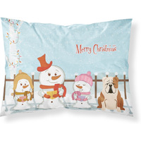 "Caroline's Treasures Merry Christmas Carolers English Bulldog Fawn White Fabric Standard Pillowcase BB2456PILLOWCASE, Multicolor"
