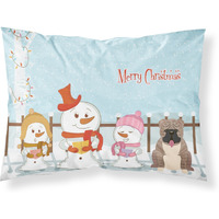 "Caroline's Treasures Merry Christmas Carolers English Bulldog Grey Brindle Fabric Standard Pillowcase BB2457PILLOWCASE, Multicolor"