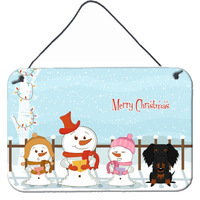 "Caroline's Treasures Christmas Carolers Merry Wire Haired Dachshund Black Tan Wall or Door Hanging Prints BB2458DS812, 8"" x 12"""