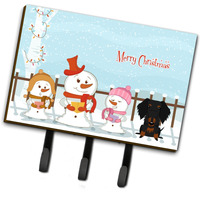 "Caroline's Treasures Merry Christmas Carolers Wire Haired Dachshund Black Tan Leash or Key Holder BB2458TH68, Triple, Multicolor"