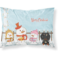 Caroline's Treasures Christmas Carolers Merry Wire Haired Dachshund Dapple Fabric Standard Pillowcase BB2459PILLOWCASE