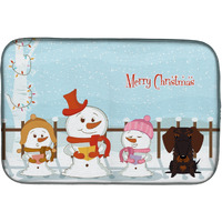 "Caroline's Treasures Merry Christmas Carolers Wire Haired Dachshund Chocolate Dish Drying Mat, 14"" x 21"""