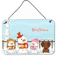 "Caroline's Treasures Christmas Carolers Merry Dachshund Red Brown Wall or Door Hanging Prints BB2461DS812, 8"" x 12"""