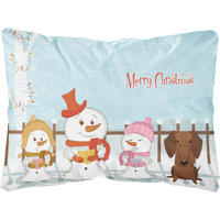 "Caroline's Treasures BB2461PW1216 Merry Christmas Carolers Dachshund Red Brown Canvas Fabric Decorative Pillow, 12"" H x 16"" W, Multicolor"