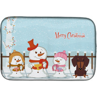 "Caroline's Treasures Merry Christmas Carolers Dachshund Chocolate Dish Drying Mat, 14"" x 21"""