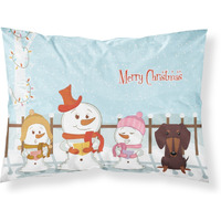"Caroline's Treasures Merry Christmas Carolers Dachshund Chocolate Fabric Standard Pillowcase BB2462PILLOWCASE, Multicolor"